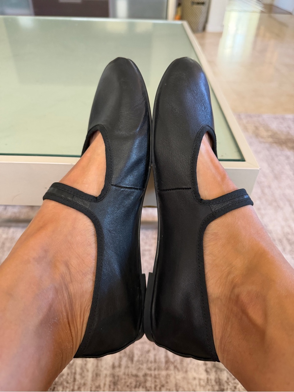 ZARA Black Leather Mary Jane Flats with Gold Buckle US8 - Picture 4 of 6